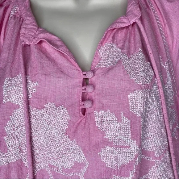 Rose and Rose Snaresbrook Pink Embroidered Floral Tunic Tassels Dress Size S - Picture 10 of 16